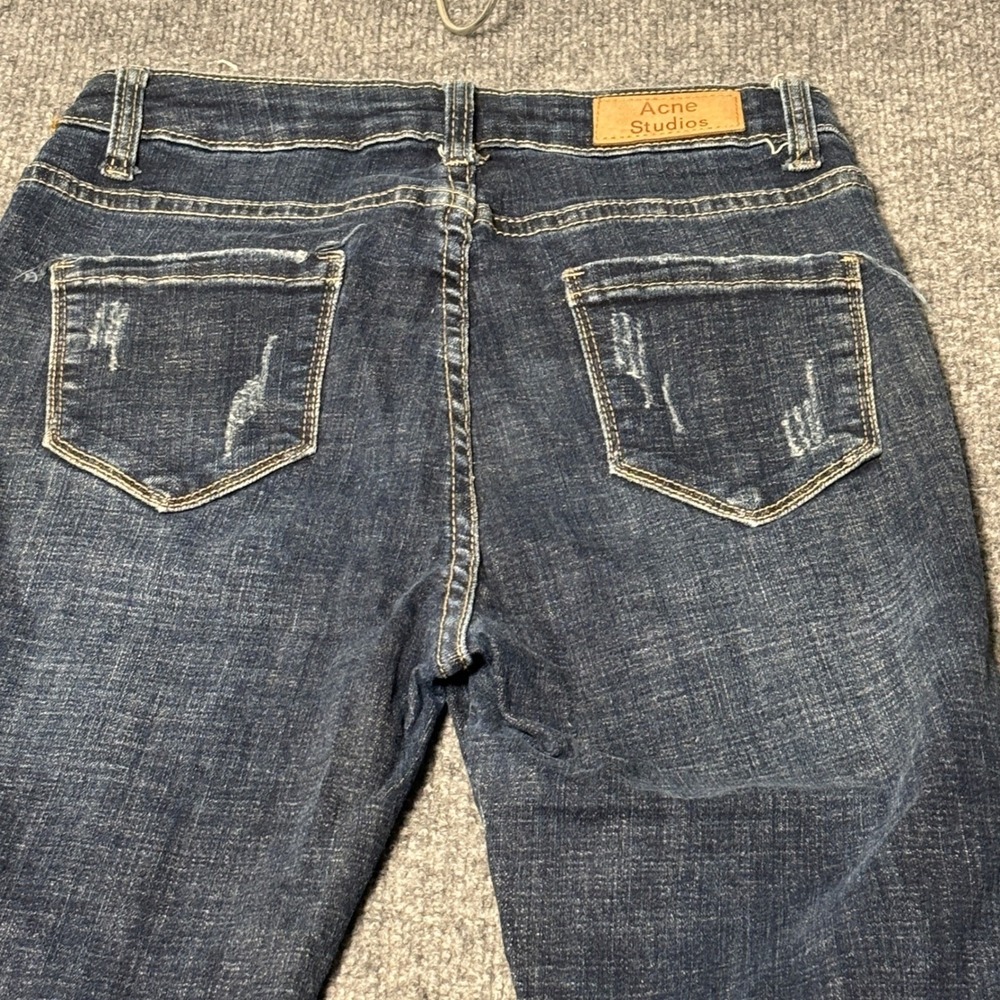 Acne Studios Tram Lt  Women's  size 24 distressed  Slim Jeans Dark Wash Blue - Picture 9 of 16